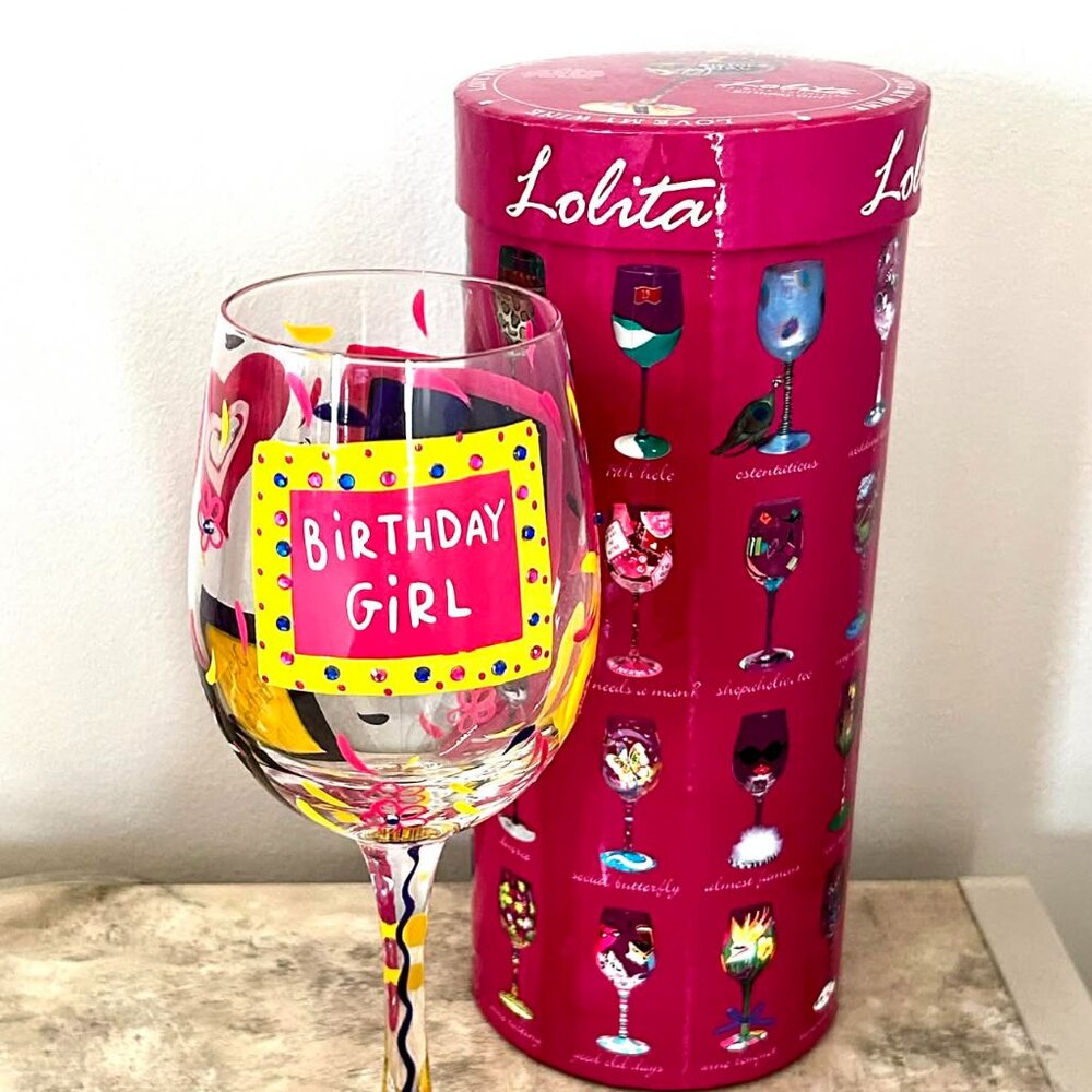 Lolita 'BIRTHDAY GIRL' Bejeweled Wine Glass; BRAND NEW